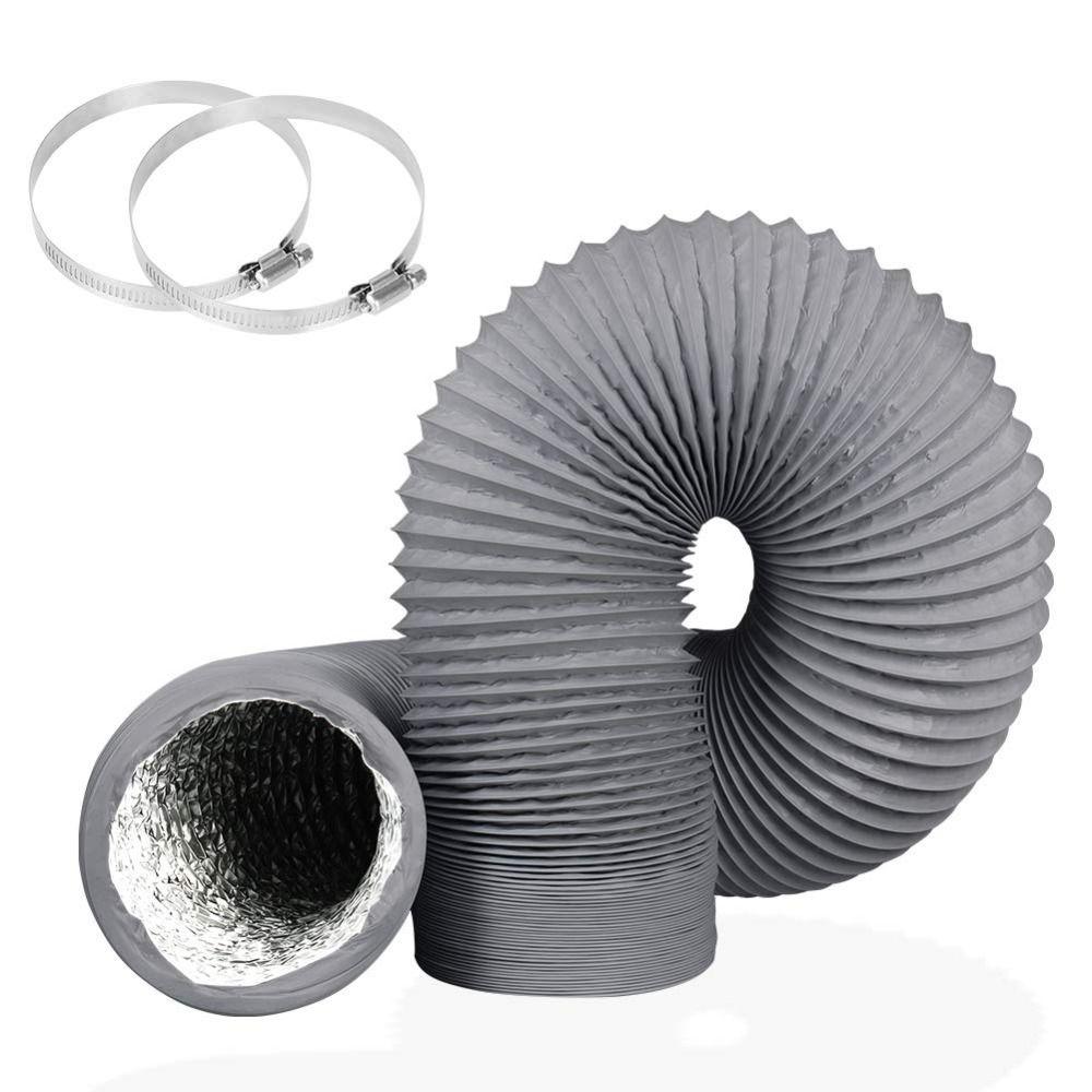 with 2 Stainless Steel Clamp Air Ducting Grey Exhaust Pipe Dryer Vent Hose  Ventilation