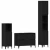 Wall Mounted Bathroom Furniture Set 3 Pcs Black Oak Effect