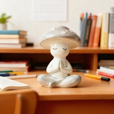 Дзен Медитация Грибная Скульптура Смола Грибная Фигурка для Гостиной Домашнего Офиса Письменный Стол Патио Садовый Декор