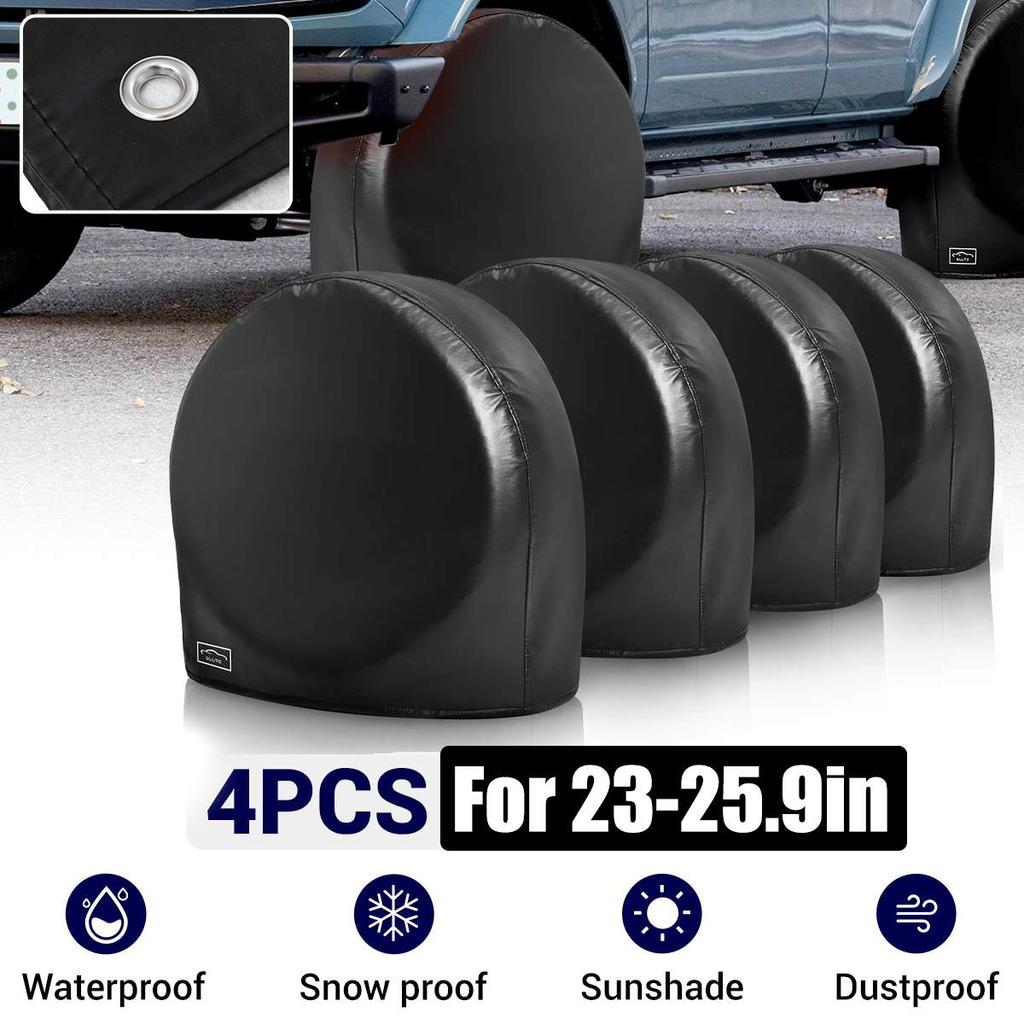 4 шт. универсальные чехлы для запасных шин автомобиля, чехлы для хранения шин, сумки для хранения автомобильных колес, водонепроницаемая сумка для шин 23-25,9 дюймов