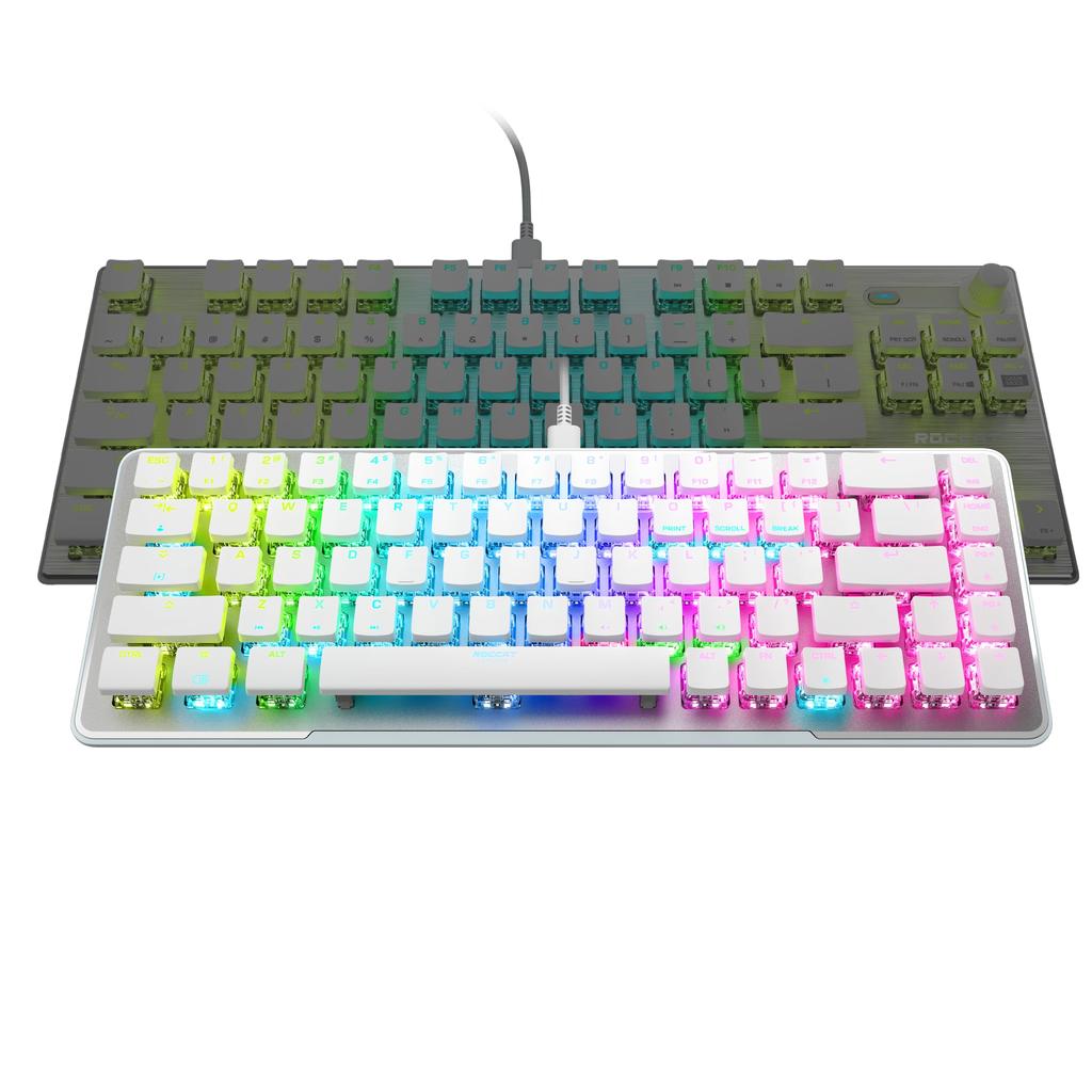 ROCCAT Gaming Keyboard Vulcan II Mini US ANSI English Layout Wired Optical Linear Mini RGB Windows 7 or Later Authorized Distributor White/White (65%)