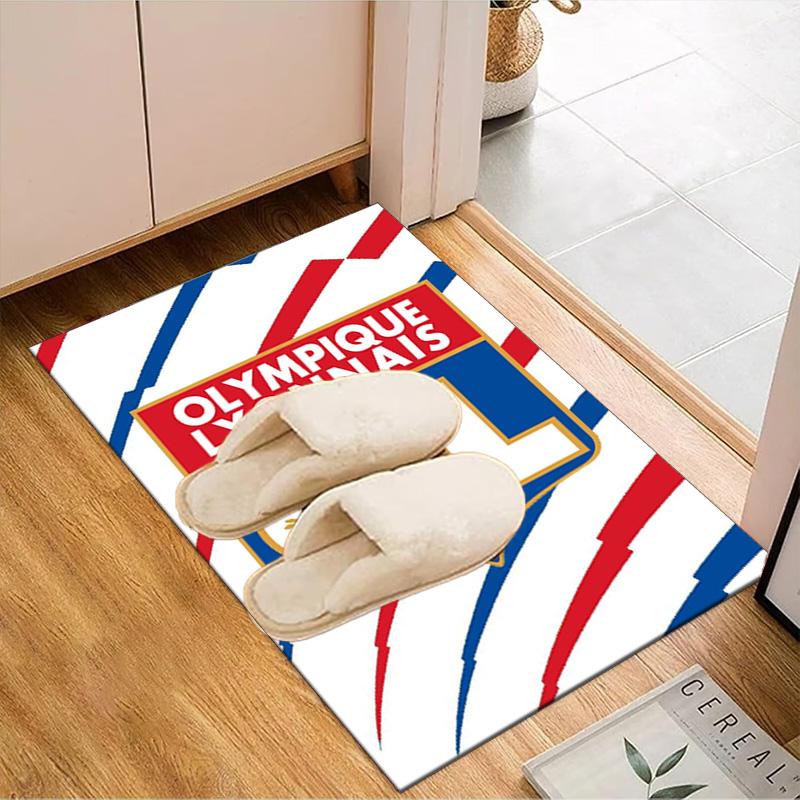Lyon Football Crest Design Printed Office Carpet Chair Cushion Entryway Rug, Rugs for Living Room, Bedroom Christmas gifts