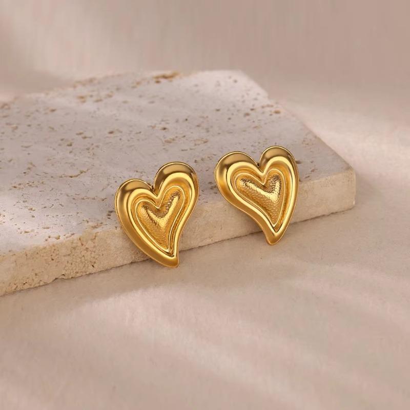 Серьги из титановой стали золотого цвета, геометрические, с сердечками, модные, металлические, в стиле ветродуя, с преувеличенной личностью, нишевые, с высоким чувством, женские