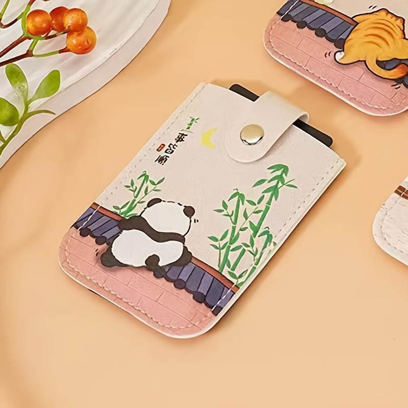 A slim and portable credit card wallet with RFID shielding, multiple card slots, cute panda design, compact and lightweight