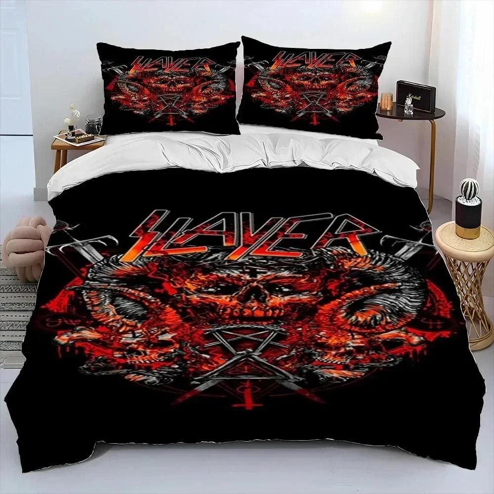 Slayer Тяжелый Металл Музыкальная Группа Постельное Белье Комплект Покрывало Постельный Комплект Одеяло Наволочка Размер King Queen Постельное Белье Комплект Подарок