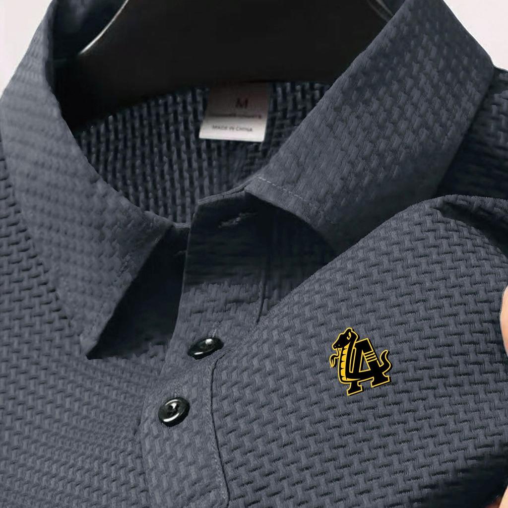 Men's Fashion Button Polo Shirt, Casual Short Sleeve Lapel Top Breathable Work T-Shirt for Daily Wear