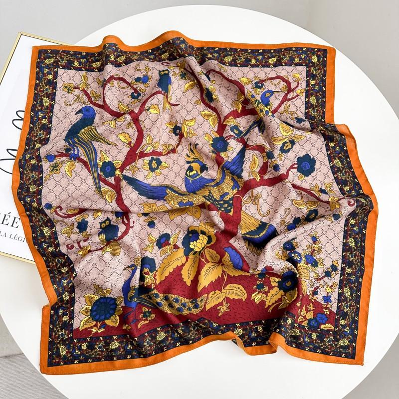 Popular cashew flower splicing cotton and linen small square scarf, women's temperament versatile small scarf, imitation silk wool texture advanced