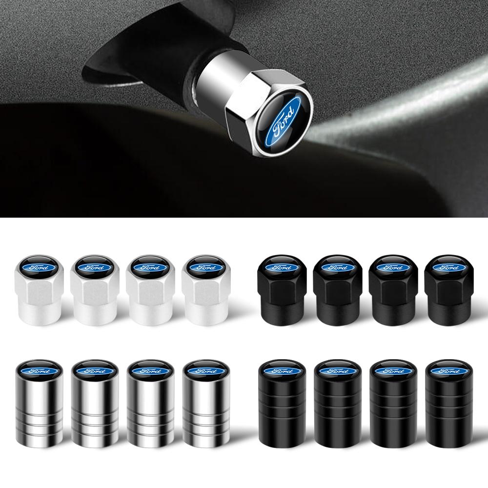 XXUI3 4pcs Car Styling Wheel Tire Valve Cap Air Stem Cover Badge Decoration For Ford Mustang ST Focus Mondeo Fiesta Kuga Accessories