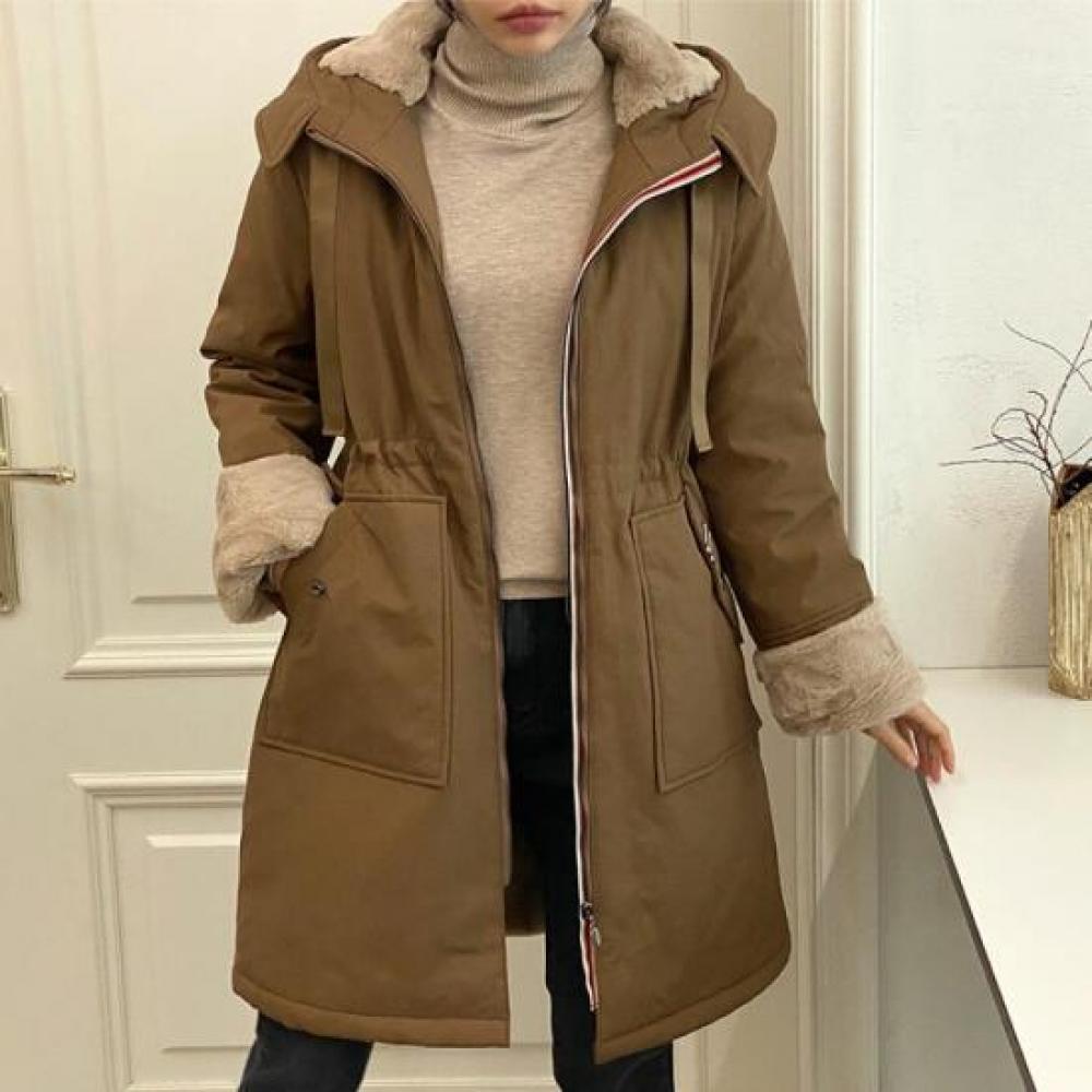 New ArrivalS Open Run Women S Warm Fur Lining waiSt adjuStable Winter Jacket