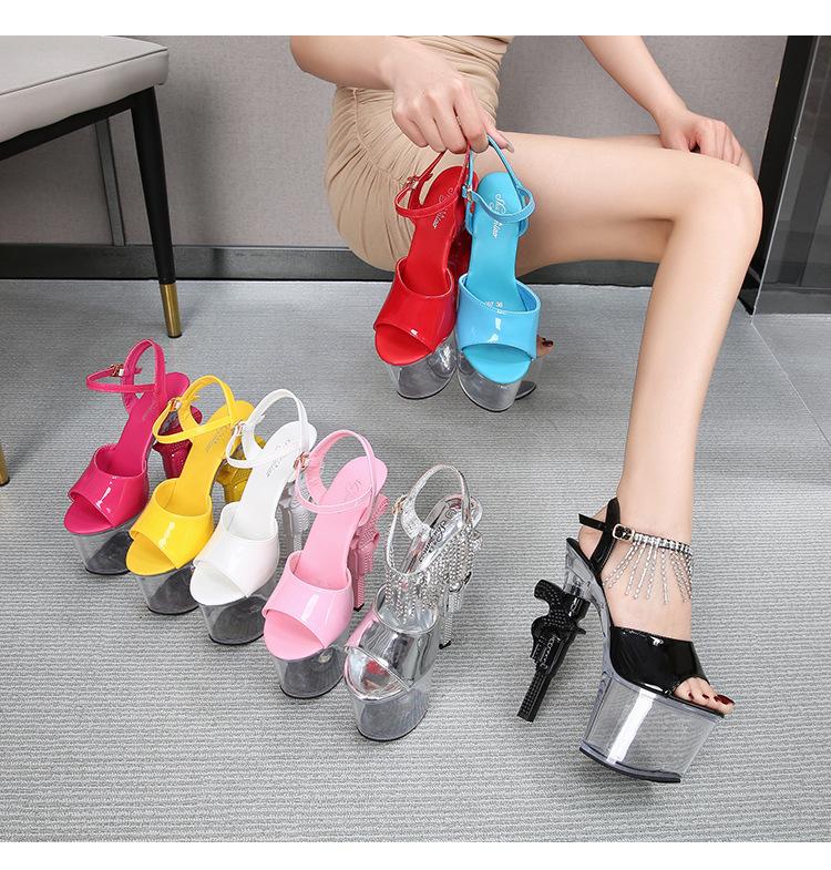 Woman's Shoes Transparent  Sandals Super High Heels Performance Nightclub Shoes 10365 Series 17cm Heel 7cm Platfrom LFD