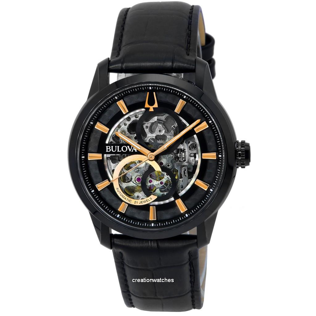 BULOVA Классические мужские часы Sutton Black Skeleton Dial Automatic 98A283