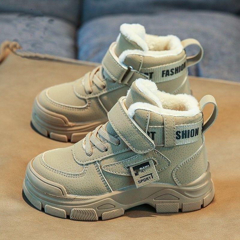 Зимняя новая детская обувь из хлопка 2025 года, обувь для мальчиков, кроссовки для девочек, флисовая утолщенная зимняя обувь для детей среднего и старшего возраста из хлопка большого размера