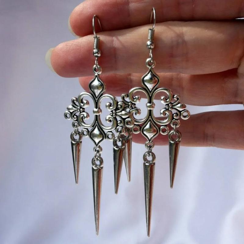 Винтажные готические серьги-кисточки в придворном стиле для женщин, серебристого цвета, гот-панк, ювелирные аксессуары