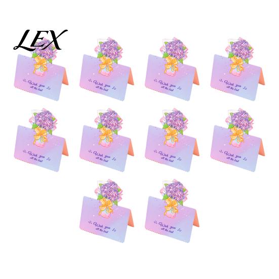 Paper Greeting Card 10Pcs 3D Bouquet Card, Thank You Best Wishes Flower Folding Floral Note for Mother's Day Father's Birthday Kit