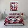 Cute Dogs with Pink Roses Bedding Duvet Cover Set  (1*Duvet Cover 2*Pillowcases, without duvet insert)