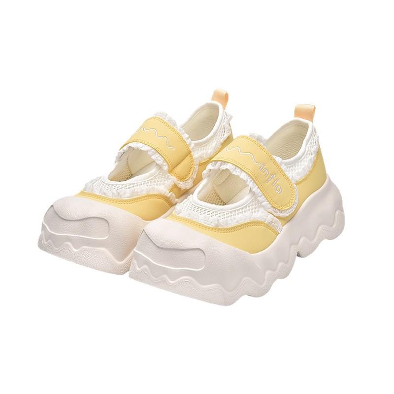 Дизайнерские нишевые туфли Мэри Джейн на толстой подошве с пряжкой, с большим носком, уродливые, но милые, с неглубоким вырезом, полые, дышащие, повседневные, как у папы, женские