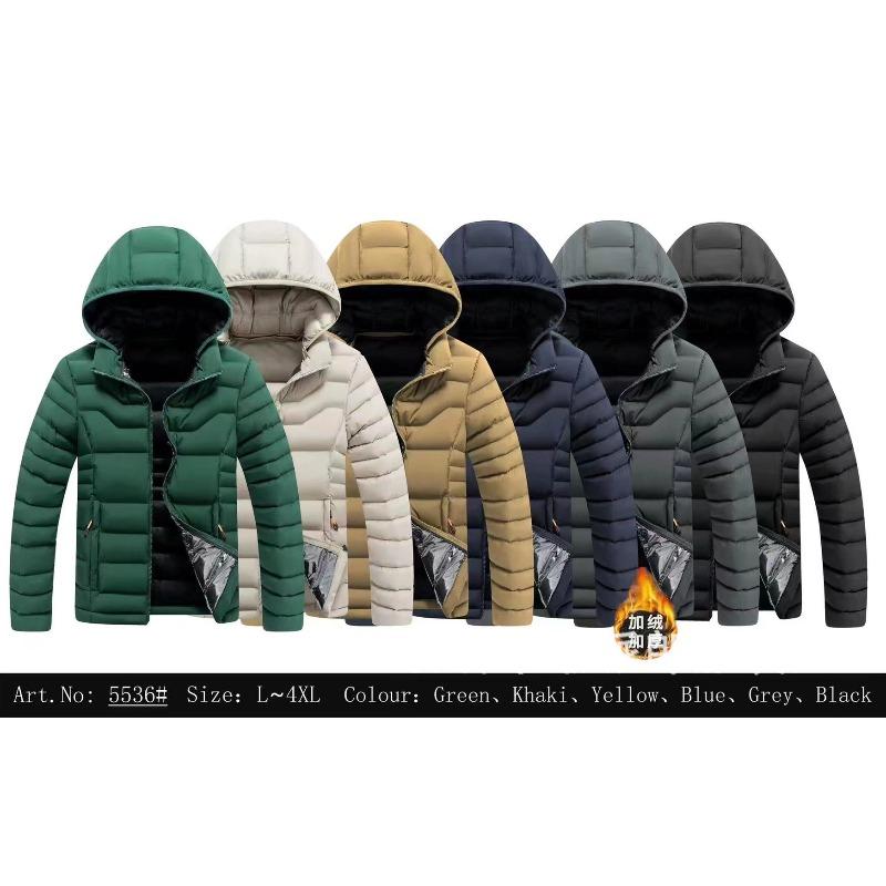 Men's Ribs Cotton-padded Clothes Are Short, Medium and Long, Piled and Thickened Hooded Large-size Color Matching Cotton Clothes.