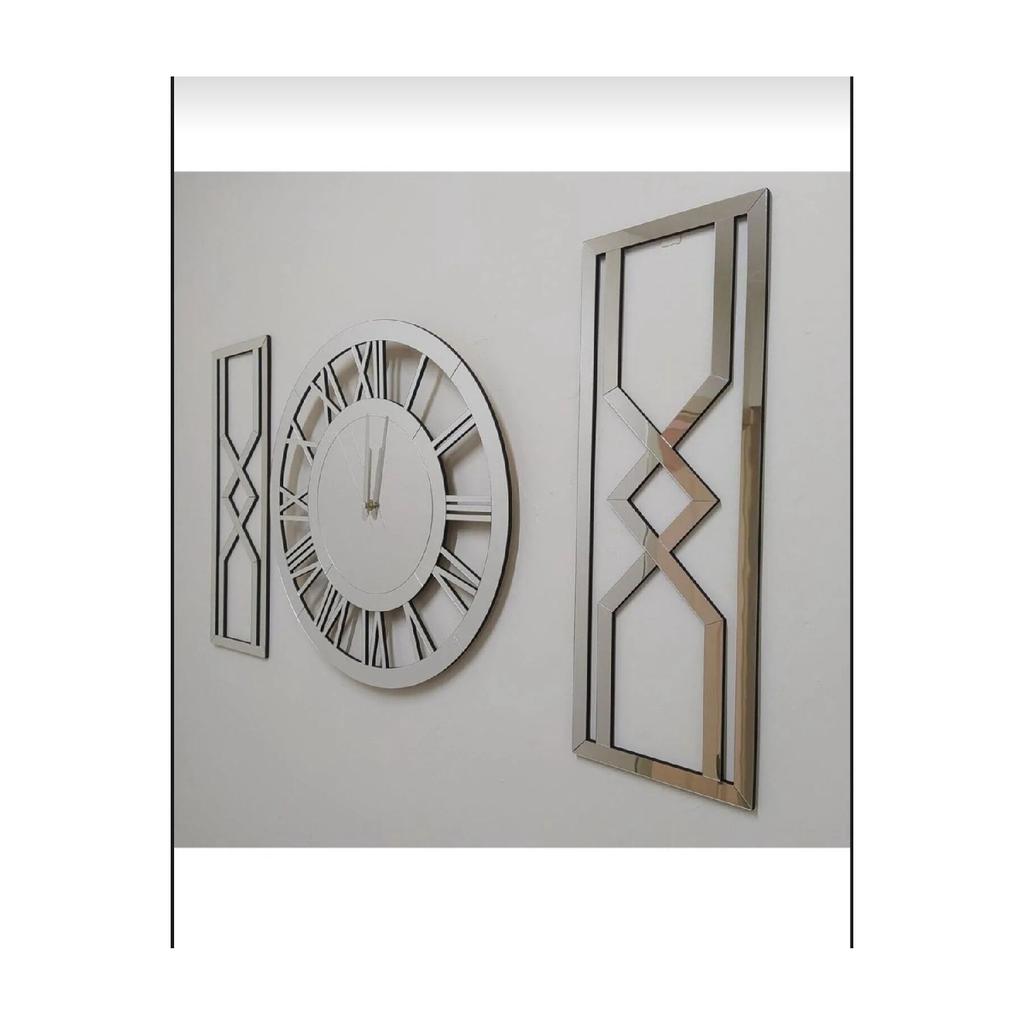 Декоративный подарок, деревянные настенные часы большого размера, песочные часы, зеркальное оргстекло, серебряные настольные часы Xl 50 см