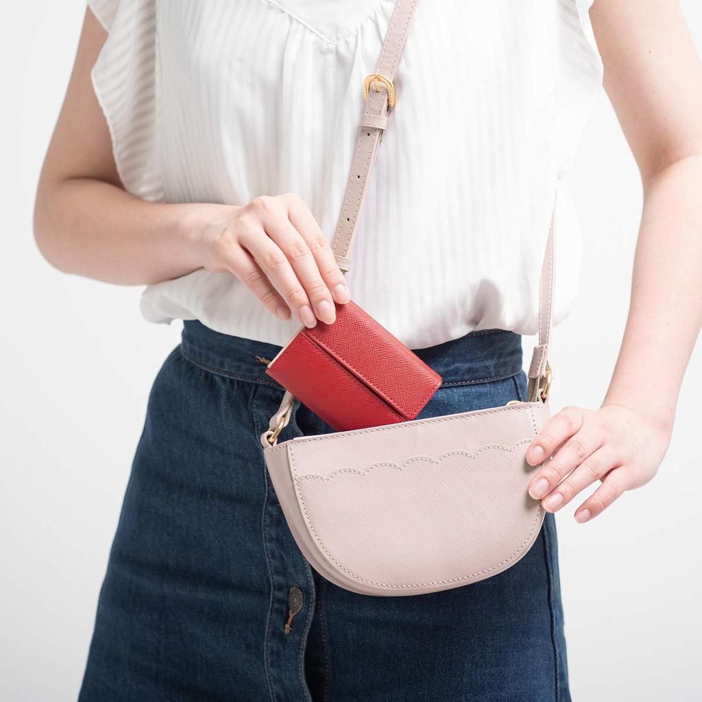 Коралловый чехол для монет мини-кошелек маленький кошелек кошелек, который не складывается купюры кошелек из натуральной кожи призматическая кожа темно-синий x розовый (Кораре) женский тройной складной