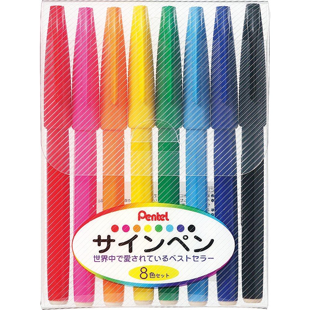 Pentel Sign Pen Set Water-Based 8-Color S520-8