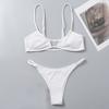 Женский комплект купальников из 2 шт./компл., однотонный купальник на тонких бретельках с открытой спиной и высокой талией, мягкий быстросохнущий женский купальный костюм, комплект бикини