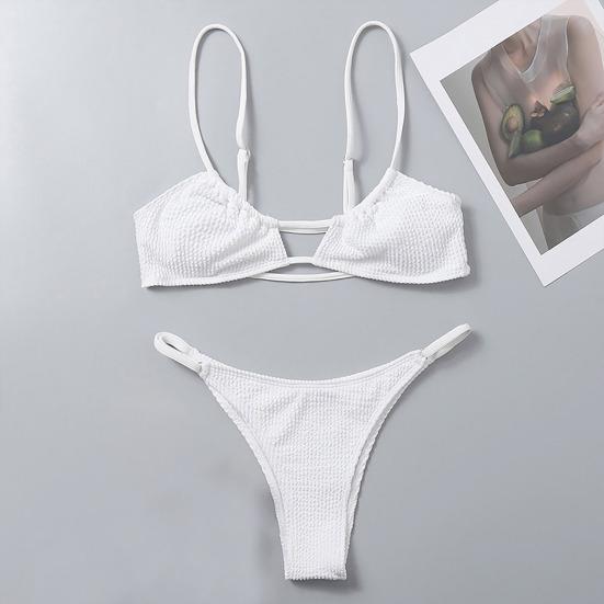 Женский комплект купальников из 2 шт./компл., однотонный купальник на тонких бретельках с открытой спиной и высокой талией, мягкий быстросохнущий женский купальный костюм, комплект бикини