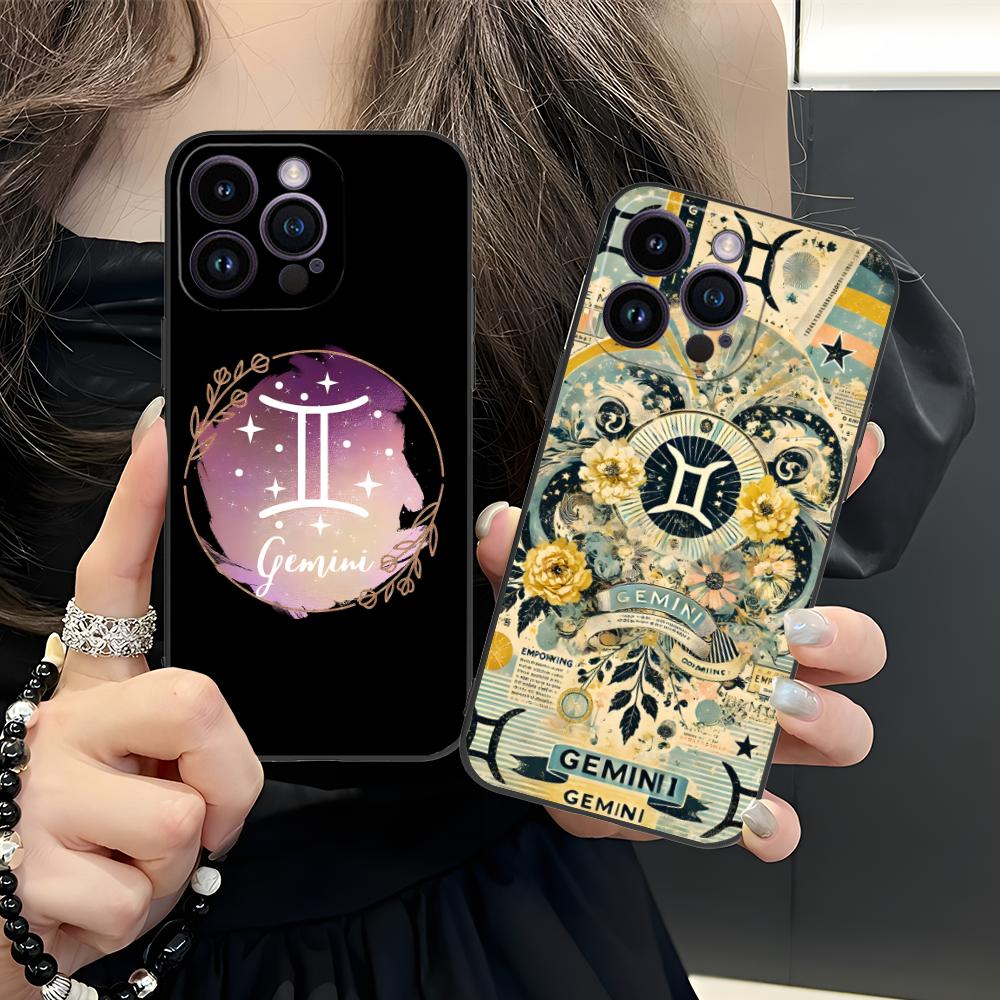 Чехол для мобильного телефона со знаком зодиака Близнецы для iPhone 17 16 15 14 13 12 11 X XR XS 8 7 Air Pro Max Plus Mini Цветной Чехол Роскошный