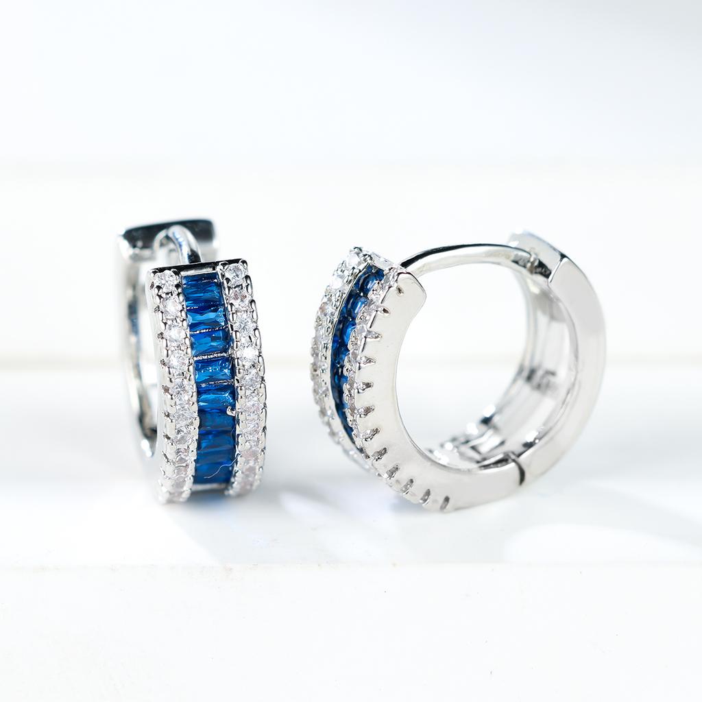 1 пара серебристого цвета, серьги-кольца принцессы белого, красного, синего цвета с разноцветными камнями, серьги-кольца для свадьбы и помолвки для женщин