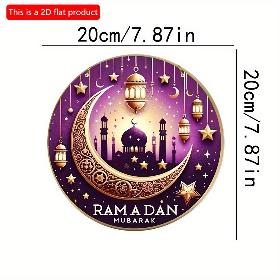 2D Flat 20*20cm 1pc Ramadan Mubarak Golden Moon Stars Patterns Islam Muslim Party Supplies, High Quality Purple Window Pendant, Suitable For Ceiling