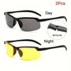 Sports Glasses Semi-Rimless TR Frame, TAC Lens, Polarized Yellow, Lightweight and Comfortable, Weakening Glare, with Storage Box, for Men, Women