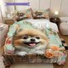 Pomeranian Pattern Bedding Quilt Set Quilt Cover Pillowcase Home Decoration Birthday Gift (1 * duvet cover + 2 * pillowcase, without core)