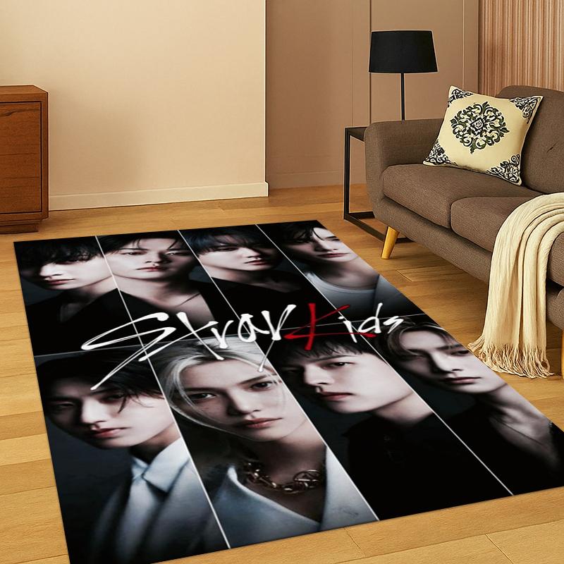 HD Stray Kids Kpop Soft Area Rug for Bedroom Living Room Sofa,Non-Slip Carpet for Kids,Cozy Floor Mat Doormat Home Décor gift