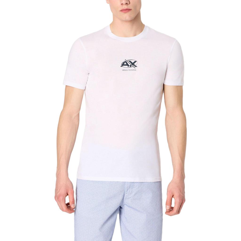 Armani Exchange Мужская футболка с коротким рукавом и круглым вырезом, однотонная, с логотипом, коллекция Весна/Лето 23, Топы 3RZTKD-ZJA5Z-1100