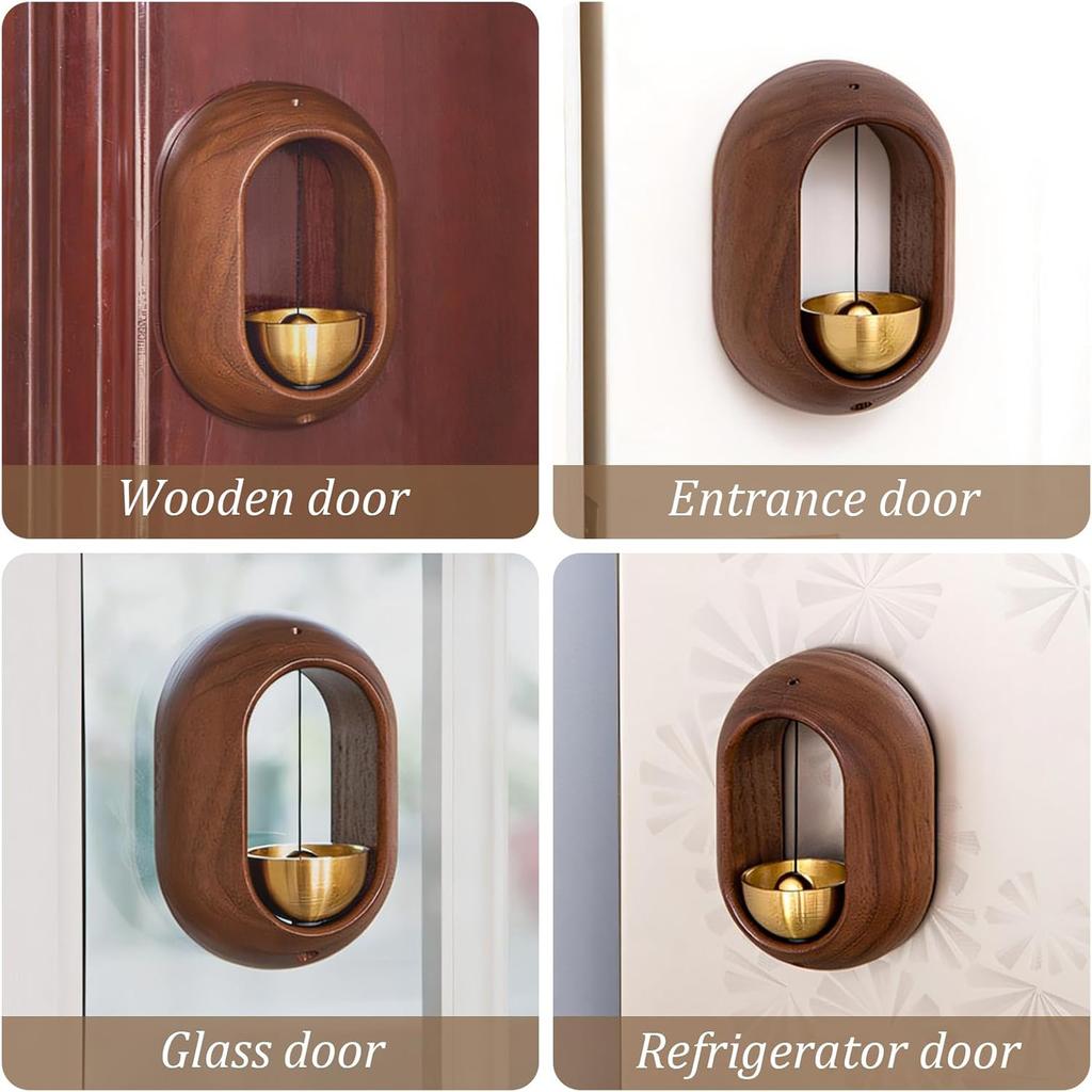 1 шт. Магнитный латунный дверной звонок-напоминание Деревянные колокольчики ветра Самоклеящийся колокольчик для двери Магазинный колокольчик Домашние украшения