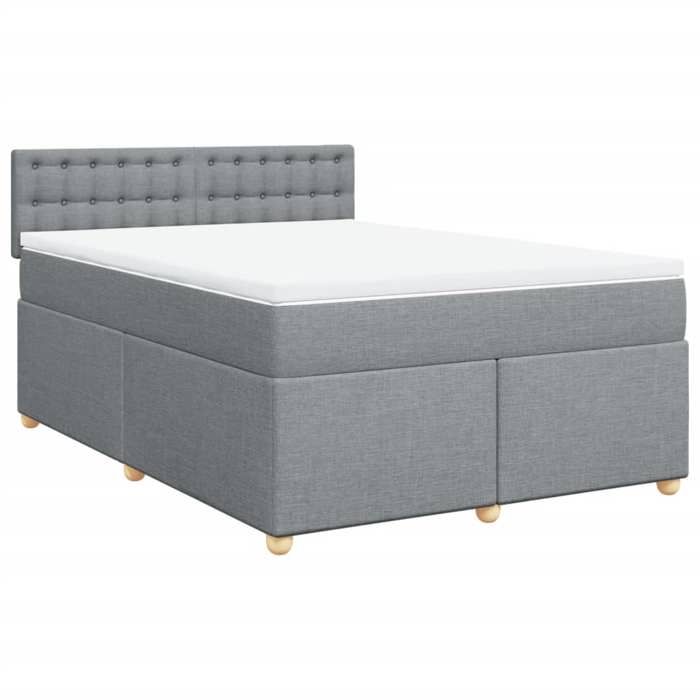 Maison Exclusive - Sommier à lattes de lit avec matelas Gris clair 140x190cm Tissu
