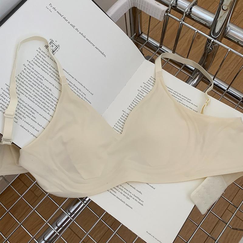 Rabbit Ear Cup Women's Traceless Anti-Bump Bra No Steel Rim Breathable Comfortable Small Bra Thin