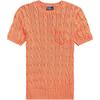 Polo Однотонный свитер с круглым вырезом, вышитым логотипом, кабельной вязки, с коротким рукавом, женский топ, оранжевый 211910987-016