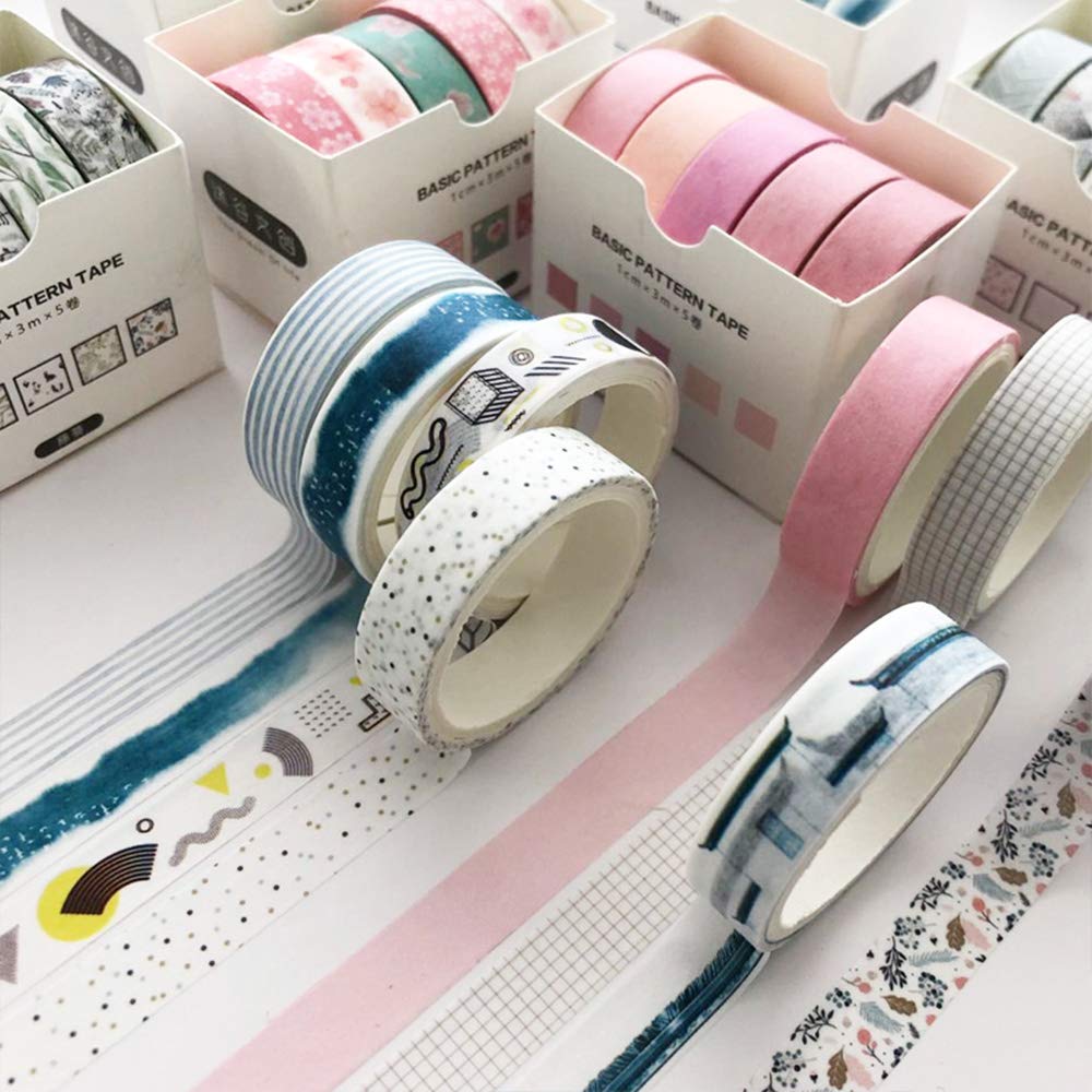 Japanese Pattern Washi 5 Creative Masking Tape Feminine Washi Tape for DIY Crafts Tape, Rolls, Set, Style, Packaging, (Green Dew)