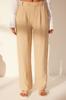 Women's Fashion New Jeans Gray 100% Linen Pleated High Waist Wide Leg Pants