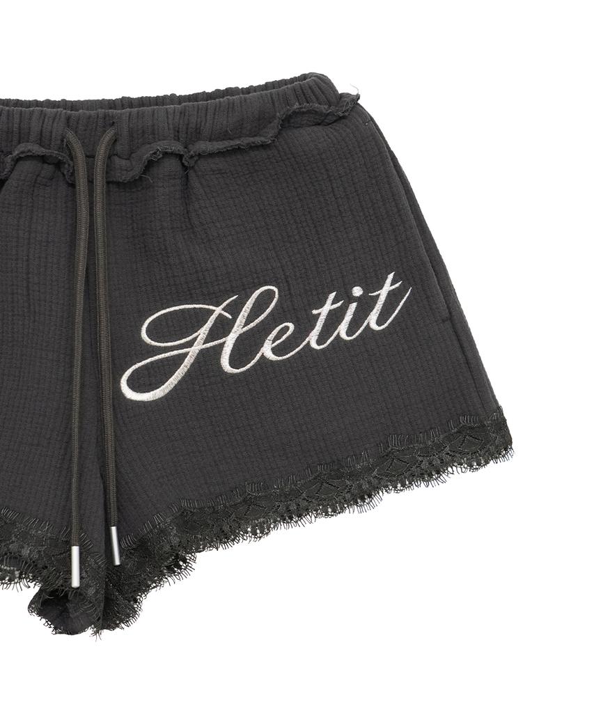HETIT Cotton Quilted Lace Shorts (Charcoal)