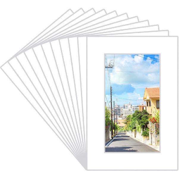 Prudiut 15 шт. Белые паспарту для фотографий 20x25 см, Паспарту для фоторамок 13x18 см, Основа паспарту с косым срезом, Набор для демонстрации фотографий, принтов, произведений искусства