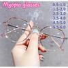 Myopia Glasse Women With Minus Degree Round Nearsighted Eyewear Finished Diopter -0.5 -1.5 -2.0 -2.5 -3.0 To -6