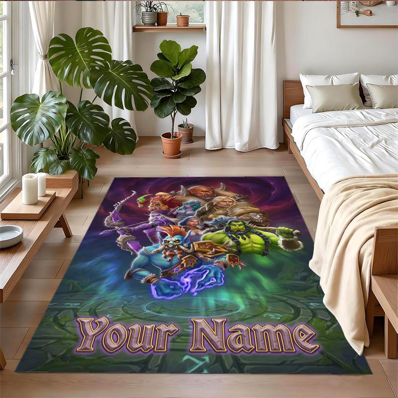 Crystal Velvet Rug Custom Name Text, Soft Non Slip Floor Mat Home DecorWorld of Warcraft