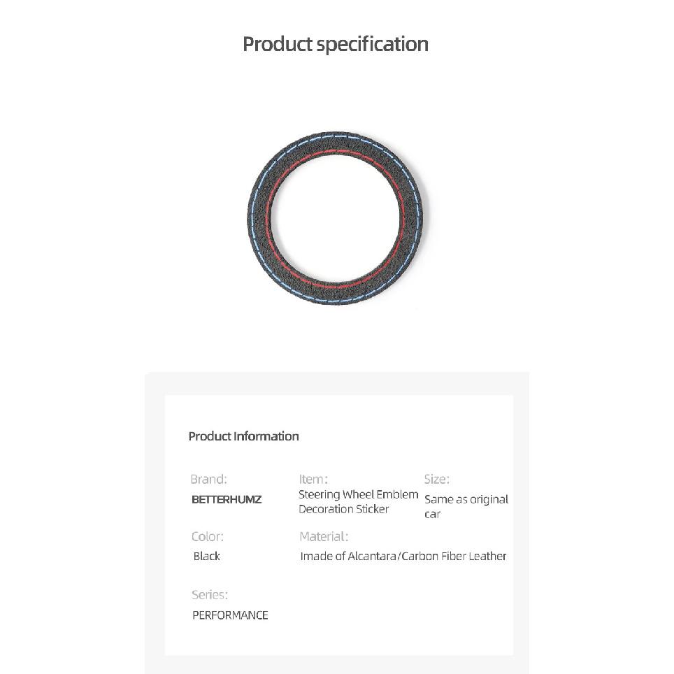 For BMW F30 F20 G20 G30 F10 E90 E46 E60 E39 X1 X3 Made of Alcantara Car Steering Wheel Center Logo Trim Ring Sticker Accessories