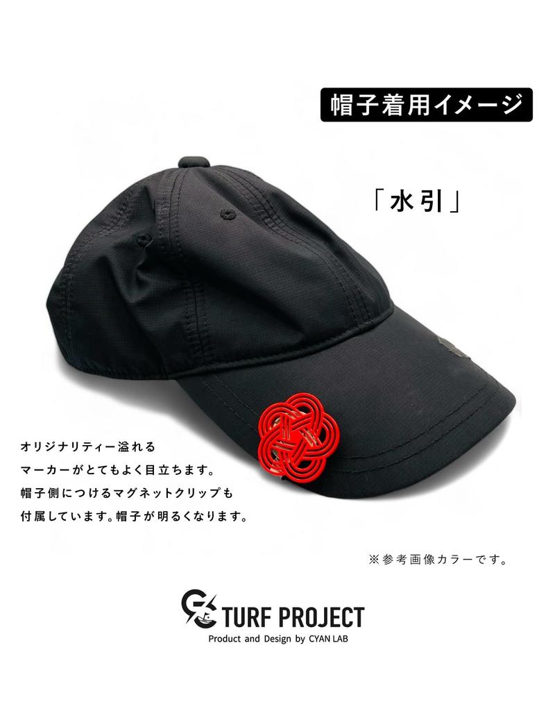Golf Marker Marker that Brings Good Product LUCK Mizuhiki Concentration Gift the Face Steel 40mm Coral Red to Hat Project [Metal Luck] Name #GOOD