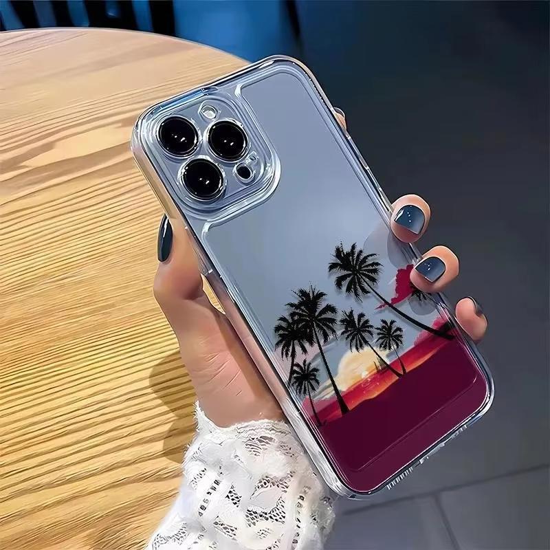 Летний Закат на Пляже Пальма Прозрачный Чехол Для Телефона Для Samsung Galaxy S26 S24 S25 S23 Ultra S22 S21 S20 Plus FE A50 A71 Мягкая Крышка