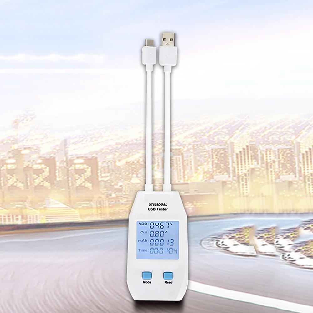 Цифровой вольтметр-амперметр с детектором USB Type C (UT658 двойной), измеритель напряжения