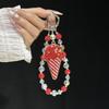 Bling Rhinestone Ice Cream Keychain Crystal Beaded Wrist Strap Phone Lanyard Bag Charm Pendant for Women Girls