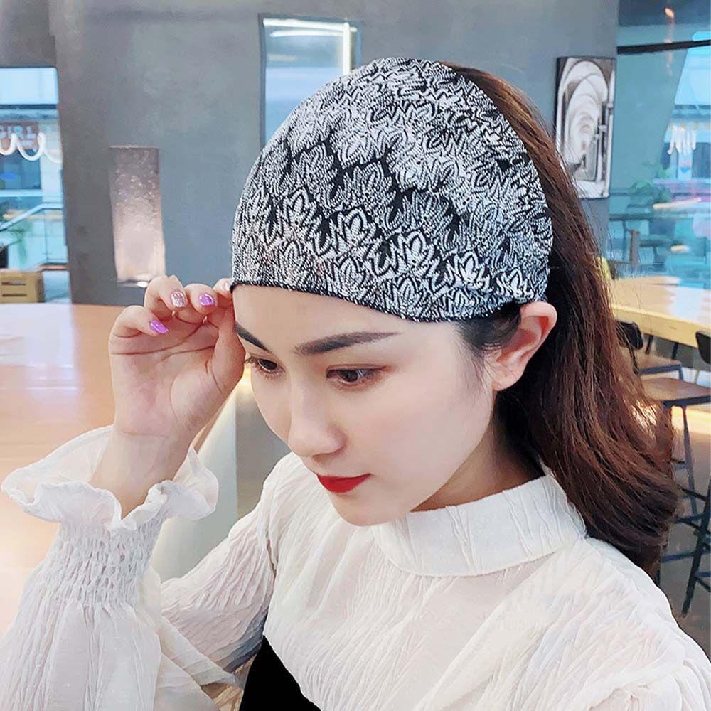 Elegant Wide Side Non Slip Mesh Wash Face Lace Headband Women Hairbands Leaves Korean Head Wrap