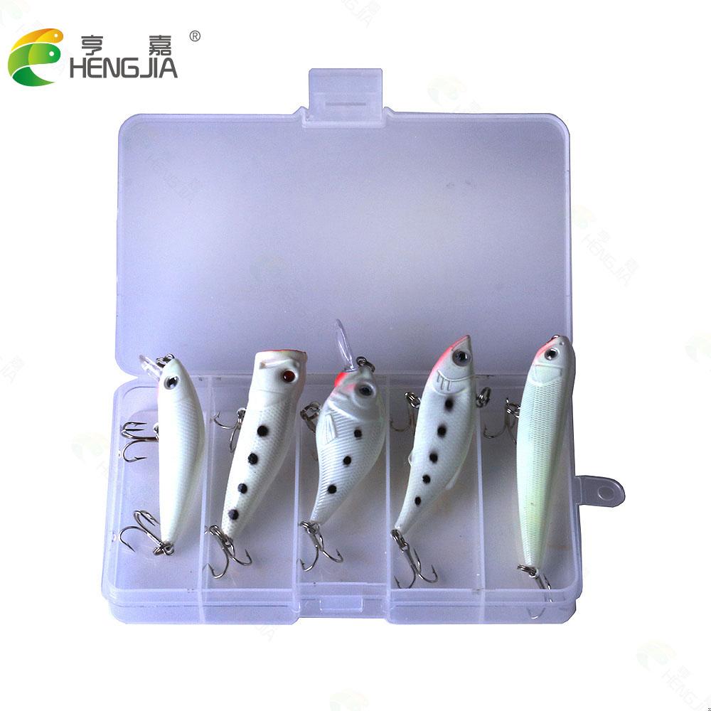 5PCS Luminous Night Fishing Bait Glow Suspending Minnow Crankbaits VIB Pencil Wobblers Hard Baits Sinking Lures Pesca